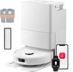 roborock QV 35S-Set Saugroboter mit Wischfunktion, 10.000 Pa HyperForce Saugkraft, Anti-Tangle-Bürsten, Anhebbare Schleudermopps, Intelligente Hindernisvermeidung, All-in-One Dock (Weiß)
