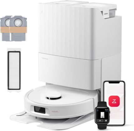 roborock QV 35S-Set Saugroboter mit Wischfunktion, 10.000 Pa HyperForce Saugkraft, Anti-Tangle-Bürsten, Anhebbare Schleudermopps, Intelligente Hindernisvermeidung, All-in-One Dock (Weiß)