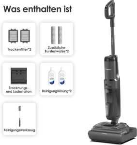 Tineco Floor ONE S7 Stretch Ultra Nass Trockensauger, 180° Lay-Flat Nasssauger, 85°C 5 Min Flashdry-Selbstreinige, 50 Min Laufzeit, DualBlock Anti-Tangle, Beide Kantenreinigen, Reinigen unter Möbeln