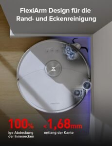 roborock S8 MaxV Ultra Saugroboter mit Wischfunktion&Hebarem Wischmopp, Umfangreiche Reinigung Durch die ausfahrbaren Seitenbürste, 10.000 Pa, 60 °C Heißwasser-Moppwäsche, All-in-One-Dock