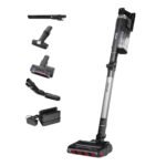 Shark Stratos Akku-Staubsauger freistehend, bis 60 Min. Laufzeit, kabellos, beutellos, für Tierhaare, Allergiker, Teppich und Hartböden, mit Auto-Kit und Knickgelenk-Rohr, grau/roségold, IZ400EUTBK