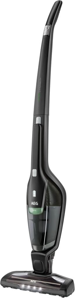 AEG Serie 3000 Ergorapido CX7-2-45MÖ 2in1 Akku Staubsauger, 50% Recyclingmaterial, beutellos, bis zu 45 min Laufzeit, freistehend, wendig, Bürstenreinigungsfunktion, LED, 0.5L, schwarz