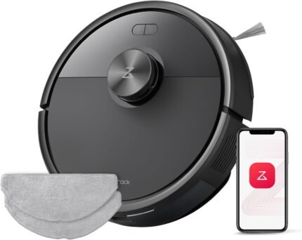 roborock Q7 M5-Set Saugroboter mit Wischfunktion, 10.000Pa Saugkraft, Dual Anti-Tangle-System, 150Min Laufzeit, LiDAR Navigation, Staubsauger Roboter für Teppich, Tierhaare, APP Steuerung (Schwarz)