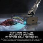 Shark PowerDetect Clean & Empty Akku-Staubsauger mit Absaugstation, bis 70 Min. Laufzeit, kabellos, selbstentleerend, für Tierhaare, Allergiker, Teppich und Hartböden, mit LED-Licht, IP3225EUT