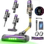 Ultenic U20 Akku Staubsauger, 55000Pa/ 600W/60Min Staubsauger Kabellos Mit Selbststehendes Design, Flexibles Biegegelenk, GreenEye-Technologie, Anti-Tangle Bodenbürste für Hartböden Teppiche Tierhaare