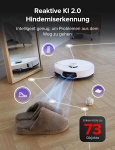 roborock S8 MaxV Ultra Saugroboter mit Wischfunktion&Hebarem Wischmopp, Umfangreiche Reinigung Durch die ausfahrbaren Seitenbürste, 10.000 Pa, 60 °C Heißwasser-Moppwäsche, All-in-One-Dock