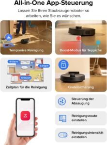 roborock Q7 L5 Saugroboter, Dual Anti-Tangle System, 8.000 Pa HyperForce Saugkraft, Präzise Navigation, Smart No-Go Zone, Einstiegsleistung, Perfekt für Haustierbesitzer (Schwarz)