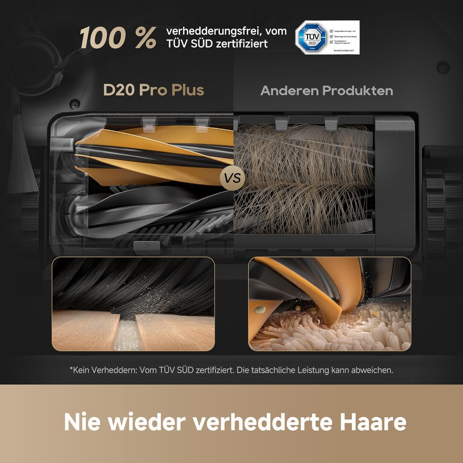 dreame D20 Pro Plus Saugroboter, 13.000 Pa Saugkraft, DuoBrush für Tierhaare, Eckenrein, Selbstentl, Hindernisverm. m. LDS-Navigation & Laser, saugt und wischt, Hartböden & Teppiche, 5.200 mAh Akku