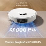 dreame D20 Pro Plus Saugroboter, 13.000 Pa Saugkraft, DuoBrush für Tierhaare, Eckenrein, Selbstentl, Hindernisverm. m. LDS-Navigation & Laser, saugt und wischt, Hartböden & Teppiche, 5.200 mAh Akku