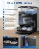 ECOVACS DEEBOT T50 PRO Omni Gen2 Saugroboter mit Wischfunktion, Ausfahrende Seitenbürste und Wischmopp, 21.000 Pa, Auto Zugabe von Reinigungslösung, Moppwäsche mit 75°C heißem Wasser, Ultradünn 81 mm