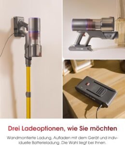 UNINELL HOME Akku Staubsauger 50000Pa/580W/70Min Upgrade, Staubsauger Kabellos Selbstladender mit LED Touchscreen/Anti-Tangle-Bürste, Selbststehend für Hartböden Teppiche Tierhaare