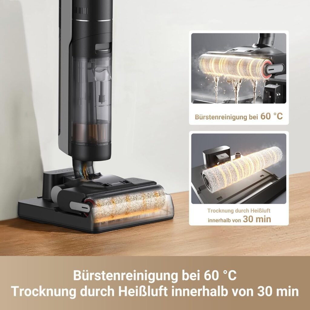 DREAME H12 Pro Ultra Nass- und Trockensauger, Bürstenreinigung 60 °C, 30 Min Heißlufttrocknung, Selbstreinigung mit festem Schaber, 16.000Pa Saugkraft, Doppel-Kantenreinigung, intell. Erkenn. & Anpass