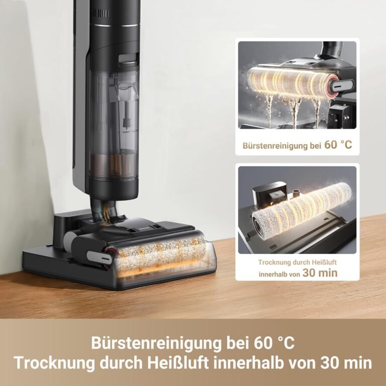 DREAME H12 Pro Ultra Nass- und Trockensauger, Bürstenreinigung 60 °C, 30 Min Heißlufttrocknung, Selbstreinigung mit festem Schaber, 16.000Pa Saugkraft, Doppel-Kantenreinigung, intell. Erkenn. & Anpass
