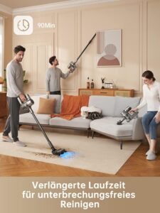 dreame R20 Kabelloser Staubsauger, 22,000PA / 190AW Starke Saugkraft, 90min Lange Laufzeit, Schmutzerkennung, LED-Bildschirm, blaues LED-Licht, kein verwickeln, optimal für Tierhaare, Teppiche