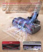 UNINELL HOME Akku Staubsauger 50000Pa/580W/70Min Upgrade, Staubsauger Kabellos Selbstladender mit LED Touchscreen/Anti-Tangle-Bürste, Selbststehend für Hartböden Teppiche Tierhaare